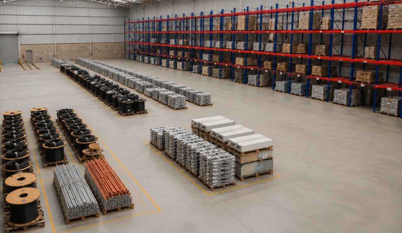 Almacén DVS — racks y control de inventario